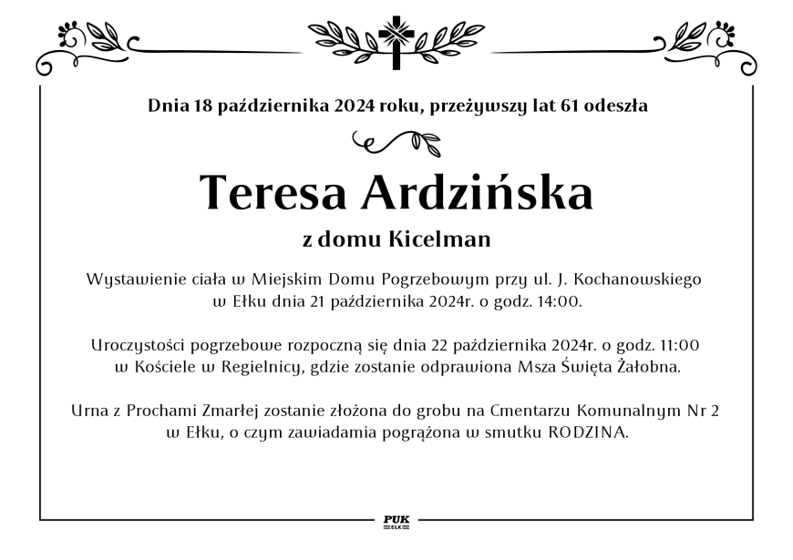 Teresa Ardzińska - nekrolog